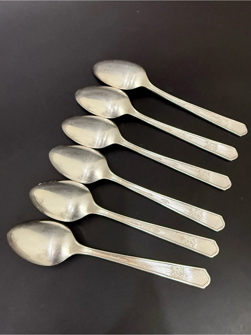 6pc Vintage ONEIDA Simeon & George Rogers Co. Silver Rose Silver-plate Teaspoon